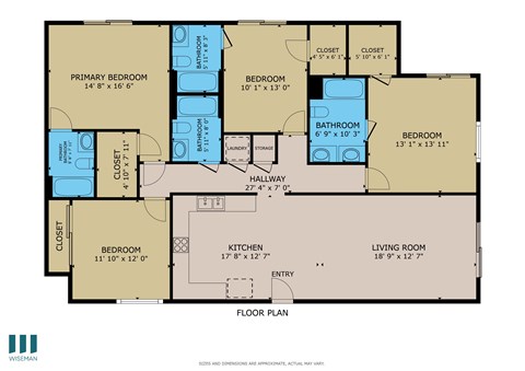 Floor plan for 4 beds, 4 baths, 1706 sqft